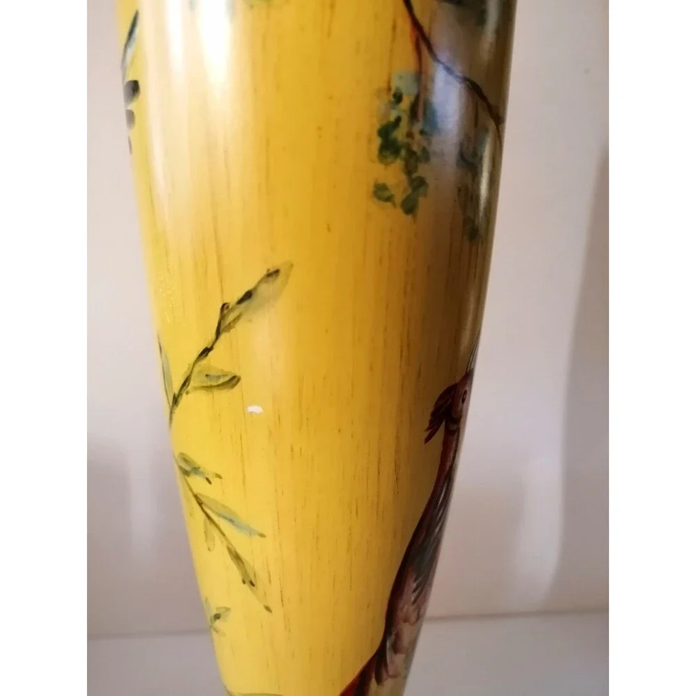 Vintage Hand Painted Birds Oriental Ceramic Home Decor Candle Holder 12